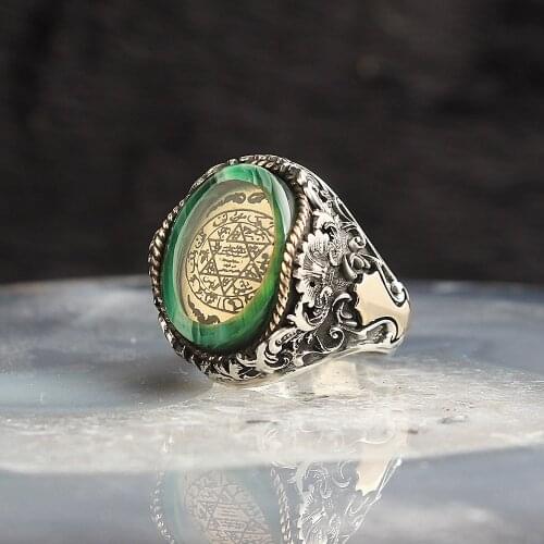 Mühr-ü Solomon Amber Gemstone 925 Sterling Silver Men 'S Ring