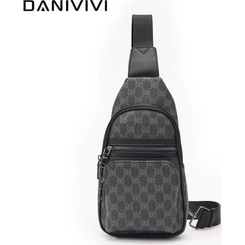 Luxury Mens Crossbody Chest Bags Leather Shoulder Chest Bags for Men Purses Designer Outdoor Chest Pack Zipper Casual Man Bag