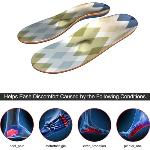 Green Lattice EVA-High Arch Support Best Orthotic Insoles For Plantar Fasciitis Memory Foam Women Men Athletic Shoe Insoles