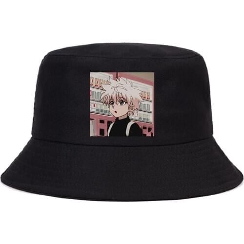 Hunter X Hunter Printed Summer Hat Women Men Panama Bucket Cap The Design Flat Visor Zoldyck Hisoka 90s Anime Fisherman Hat