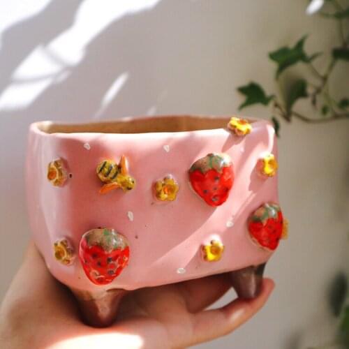 PP PLATTER RAW STONE FLOWER MULTI-MEAT FLOWER BASIN COOL LOVELY STRAWBERRY WATERMELON FRUIT MULTI-MEAT LARGE POT