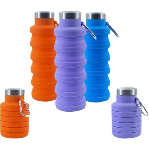 Portable silicone sports bottle Large-capacity outdoor portable retractable water bottle Silicone foldable water bottle