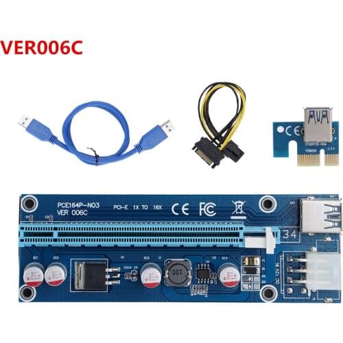 VER006 60cm PCIE PCI-E Riser Card PCI Express Extender 1x to 16x USB 3.0 SATA to 4Pin IDE Molex Adapter for Mining Bitcion Miner