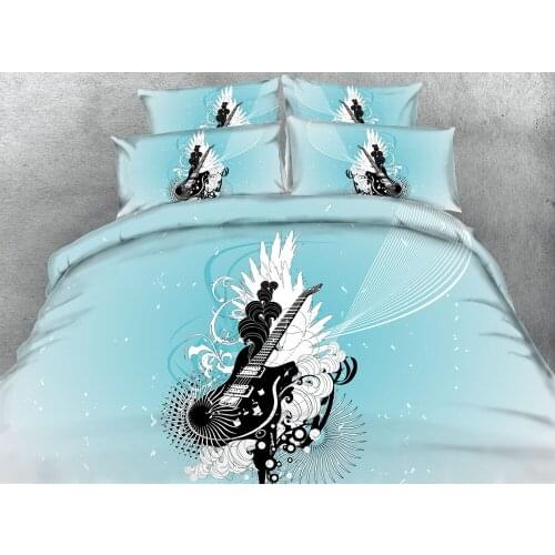 Music instrument Guitar printed bedding set single queen king size 3pcs/set blue red white stripe duvet quilt doona covers 3d