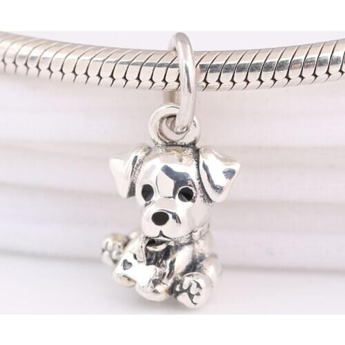 S925 DIY Jewelry Labrador Puppy Dangle Charm fit Lady Bracelet Bangle