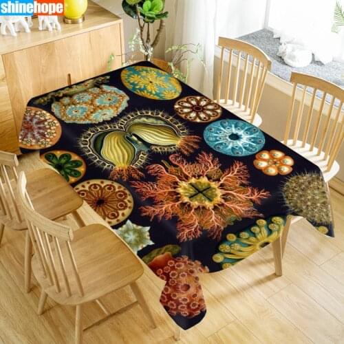 Undersea Shell Art Tablecloth Waterproof Fabric Rectangular Dust-proof Table Cover For Party Home Decor TV Covers