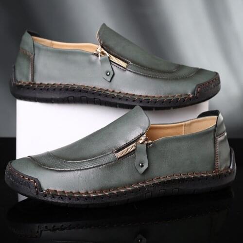 Classic Comfortable Casual Leather Shoes Men Loafers Shoes Split Leather Men Shoes Flats Hot Sale Moccasins Shoes Plus Size 48