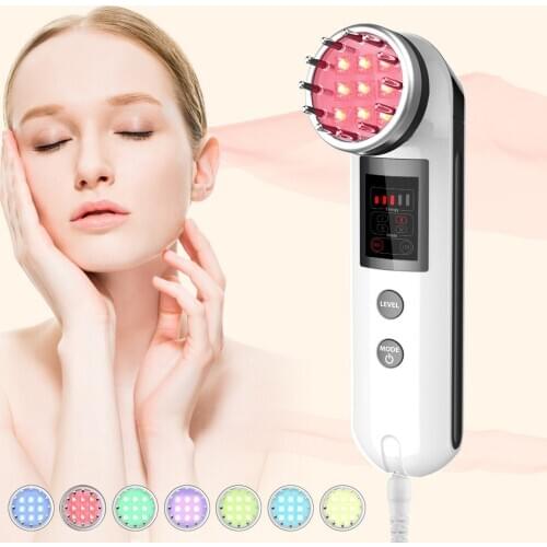 Face Skin Care Beauty Device 2in1 7colors LED Photon BIO Microcurrent Wrinke Removal Skin Rejuvenation Home Use Machine