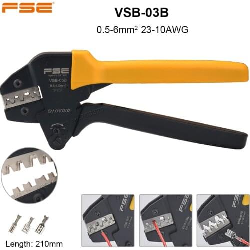 VSB-03B Crimping Pliers 0.5-6mm2 AWG23-10 DuPont Tab 2.8 4.8 6.3 Plug Terminals Receptacles Plier Electrican Crimping Hand Tools