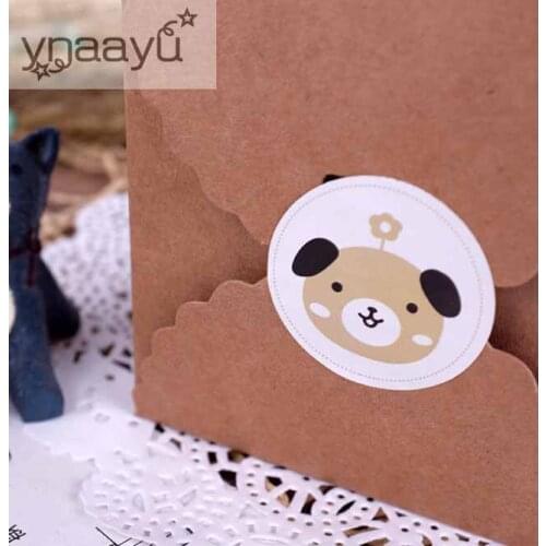 Ynaayu 120pcs/set Sticker Cute Bear Circle Seal Sticker 3 Color Round Paper Packaging Label For Cookie Gift Stickers