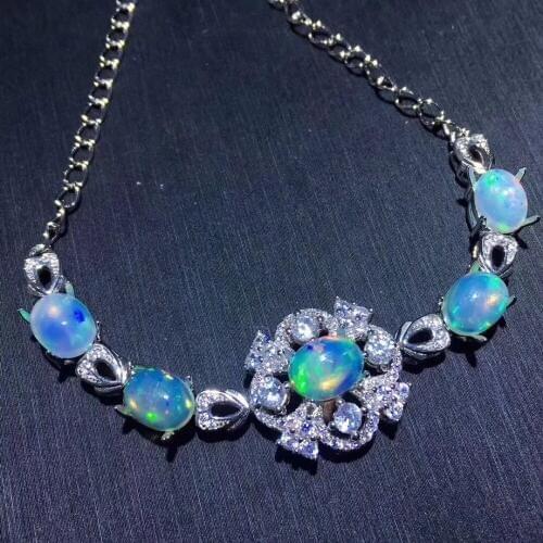 Luxurious Phoenix Flower natural Multicolor opal Bracelet Natural gemstone bracelet S925 silver woman girl party gift jewelry
