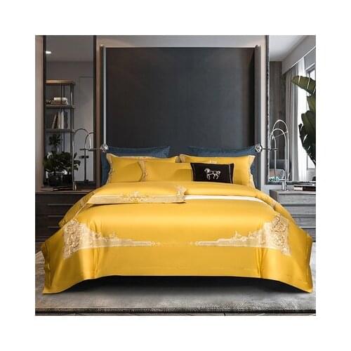 Gold Bed Linen Euro French Palace Bedding Set Luxury Embroidery Brief Duvet Cover Quilt