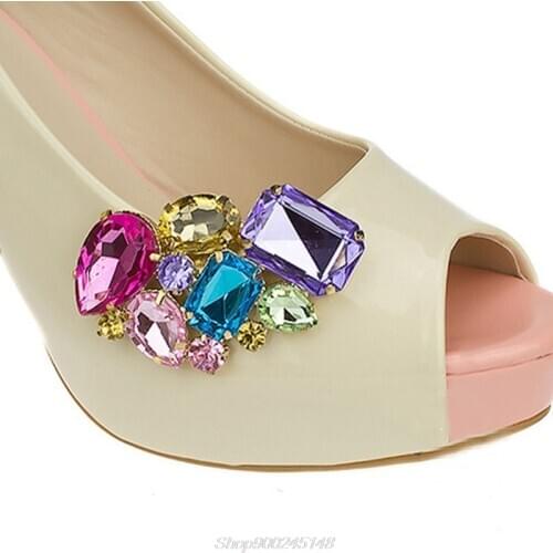 1 Couple Cargo free lady color flower shoe buckle Strass crystal decorations clips shoe charms accessories Jy15 20 Dropship