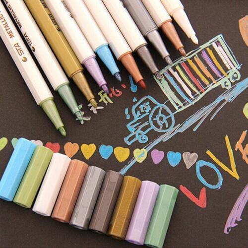 10 pcs/lot STA Metallic Colored Ink Water Chalk Pen for DIY Scrapbook Photo Album Drawing Watercolor Art Marker Pens Stationery