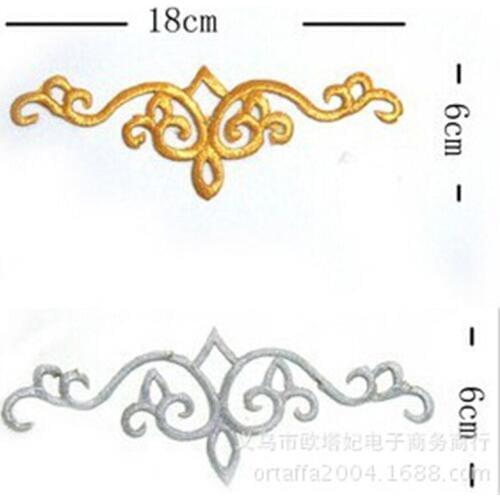 20Pcs Beautiful Hot-fix 18X 6cm Dancing Dress Floral Embroidery Patches Iron on Lace Applique Flower Trims DIY Craft BD0019