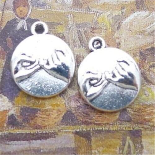 200Pcs/lot Antique Silver Hand Hook Charms 16*16MM Metal Round Charms DIY Jewelry Findings