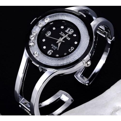 2020 XINHUA Fashion Watches Women Stainless Steel Bracelet Bangle Rhinestone Luxury Party Dress Female Clock Relogios Feminino