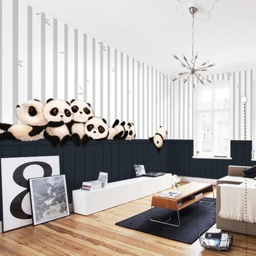 3D Papel Mural Bamboo Chinese Cute Panda Wallpaper Animal 3d Wall Mural for Baby Kids Room Kidergarten 3d Photo Mural Wall paper