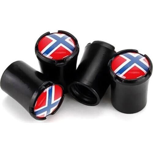 4pcs/Lot Norway Flag Car Tire Valve Caps For Fiat 500 Punto Bravo Palio Linea Wheel Tires Air Dust Waterproof Screw Airtight Cap