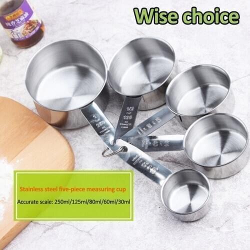 5Pcs/set Stainless Steel Measuring Cup Kitchen Measuring Spoon Scoop For Baking Tea Coffee Kichen Accessories Measuring Tool Set