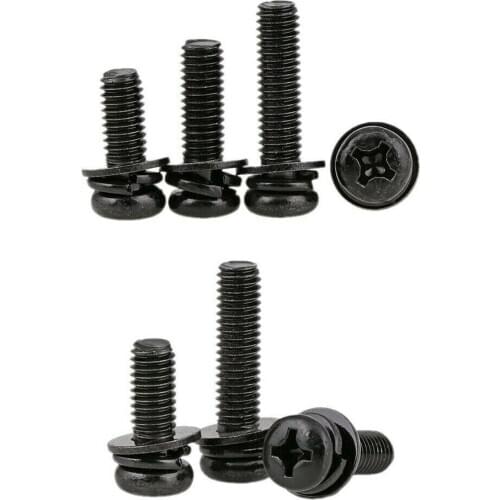 50PCS M2 M2.5 M3 M4 black galvanized round head cross three combination screws with pad
