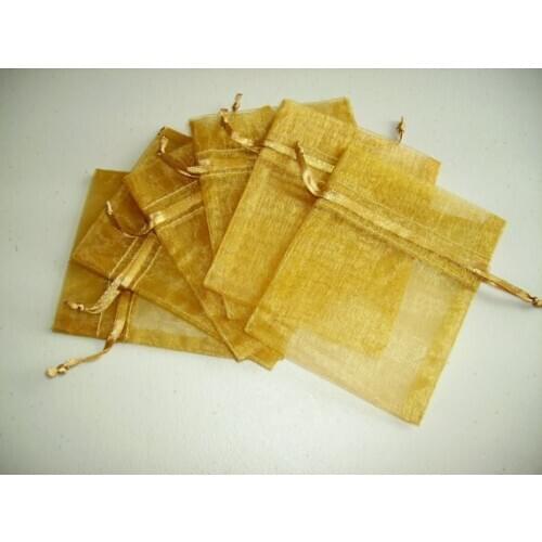 Free Shipping,200pcs/lot Gold Organza Bags 9x12cm,Christmas & Wedding Gift Bags,Jewelry Bags Gift packing Pouches