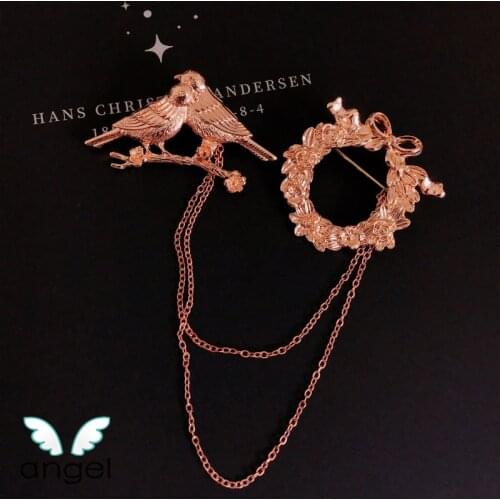 Flower Good Moon Round Rose Gold Brooch Corsage Christmas Set Tassel Literary Japanese Female