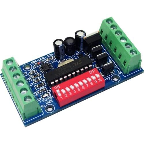 DMX512 Decoder DC5V-24V 3 Channel Dimmer Controller Remote Distance For RGB LED Strip Light LED Lamp Module