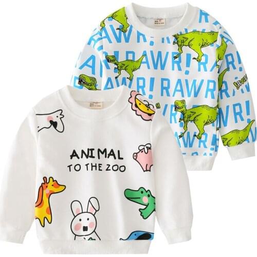 Soft Fabric Boys Tshirts Long Sleeve Cotton Toddler Sweatshirts Quality Dinosaur Children Tops Tees Shirt Kids Clothes