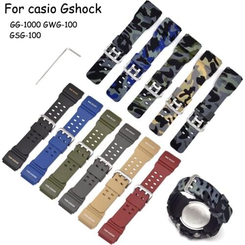 Camouflage Resin Watch band for Casio G-Shock GG-1000 GWG-100 GSG-100 Sport Rubber Watch Strap Bracelet Waterproof Wristband
