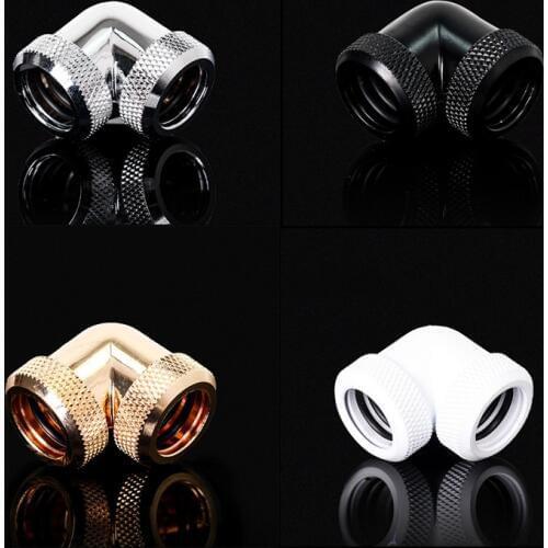 Computer water cooled 14mm hard tube double quick twist elbow 90 degree fast twist elbow hard tube elbow brass chrome silver