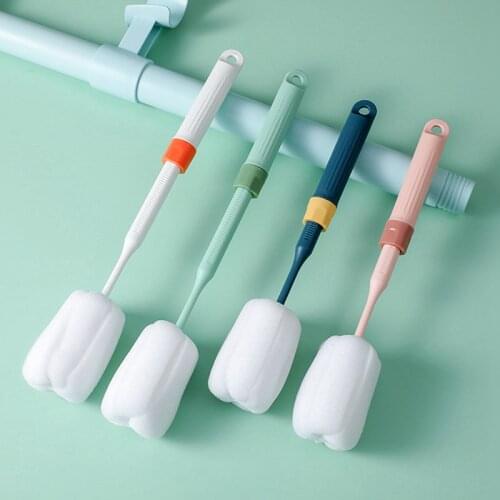 Long Handle Bottle BrushTelescopic Without Dead Corner Cup Brush Warm Cup Sponge Scrubber Glass Cup Cleaning Brush