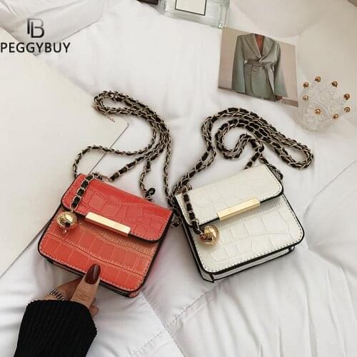 Fashion Women PU Leather Stone Pattern Shoulder Crossbody Messenger Bag Casual Ladies Chain Gradient Color Mini Handbags Flap Pu
