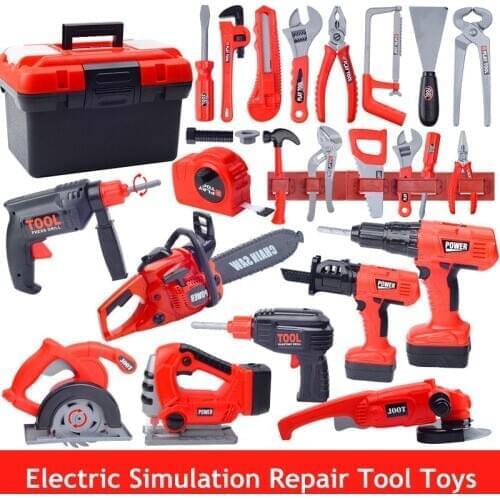 Simulation Repair Tool Toys Kids Toolbox Kit Electric Drill Screw Driver House Play Engineering Puzzle Toys for Children Gifts