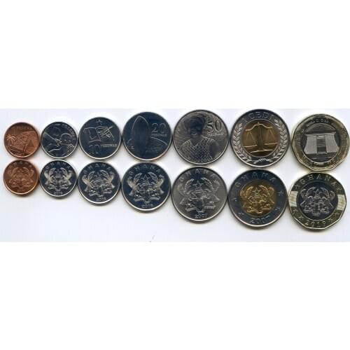 A Set of 7 Ghana Coins 2019-2007 Brand New 100% Authentic Original Coin Collectibles UNC