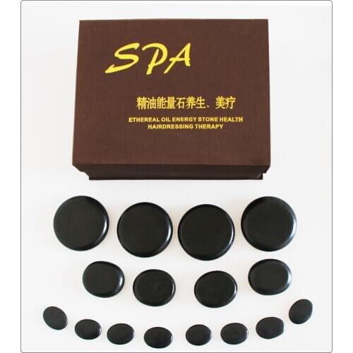 16pcs/set lava Natural Energy massage stone set hot spa rock basalt stone 16pcs with heater bag Body massager