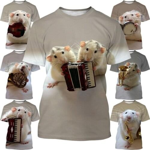 Newest Hamster 3D Printing T Shirt Men And Women Short sleeve Pet rat 3D Printing Tops Unisex Funny T shirt XS-5XL
