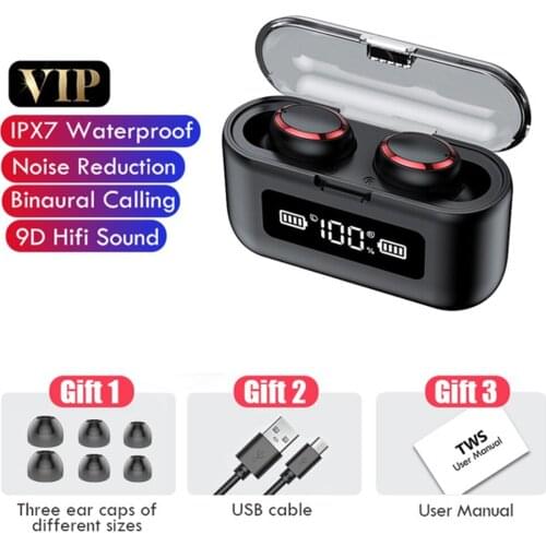 New F9 Wireless Headphones Bluetooth 5.0 Earphone TWS HIFI Mini In-ear Sports Running Headset Support iOS/Android Phones HD Call