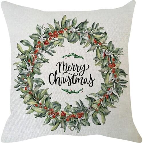 New Design 1PC Christmas Print Cotton Linen Square Throw Pillow Case Cushion Cover Home Sofa Pillowcase Home Decoration