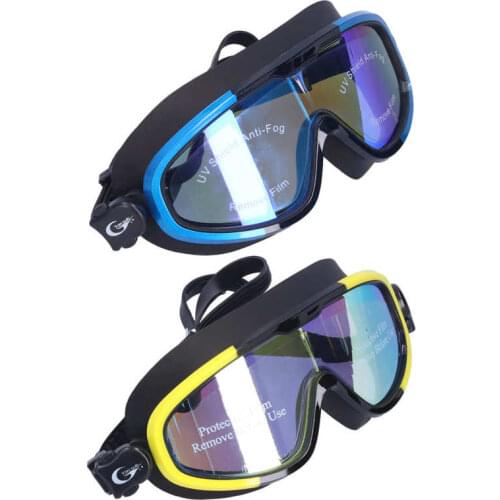Swimming Goggles Comfortable PC Large Frame Swim Glasses Adjustable mirror strap Anti-Fog UV Men Women Swim Mask