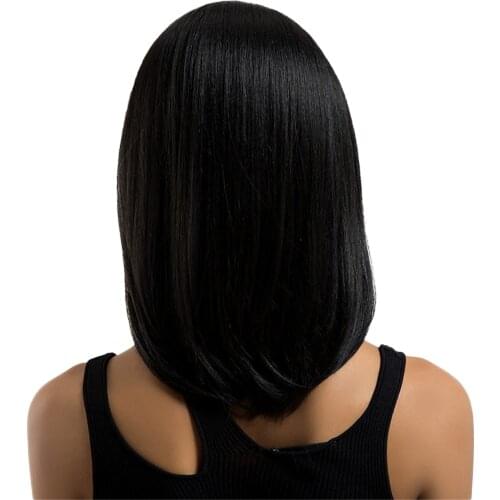 Synthetic Straight Bob Style Full Wigs, Front Lace Straight Curly Wig Heat Safe, Women Lady Daily Party Costume Cosplay Wear