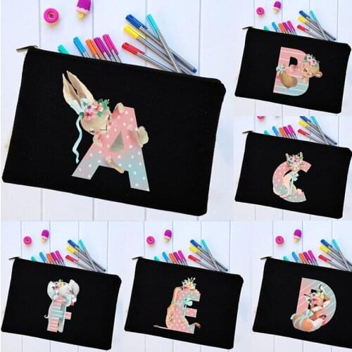 New Pencil Bags Kawaii Animal Letter Large Capacity Stationery Box School Supplies Storage Pouch Female Cosmetic Bag Makeup Case