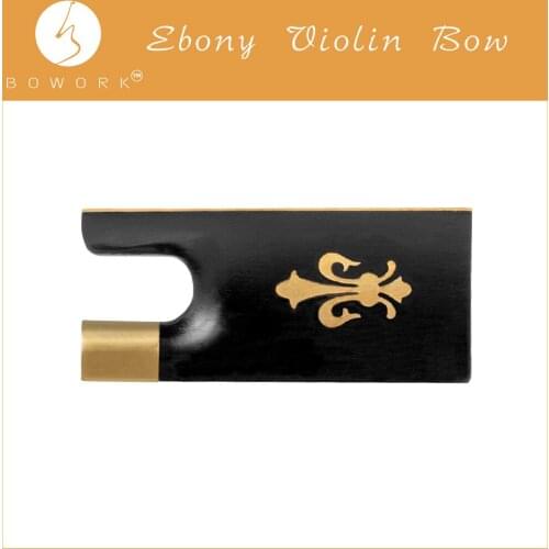 BOWORK Full Size Ebony Frog With Brass Fleur-de-lis Inlay 4/4 Violin Bow Frog Replacement