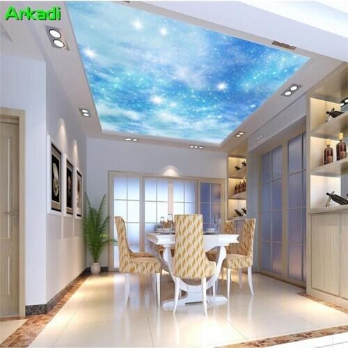 Custom 3D Photo Wallpapers Blue Sky Starry Nebula Mural Wallpaper Ceiling Living Room Bedroom Restaurant Bar Hotel 3D Wall Paint