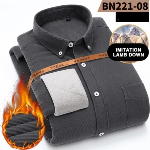 Winter Corduroy shirt men warm Casual Business luxury mens shirt Plus velvet thickening quality cotton long sleeve shirts male