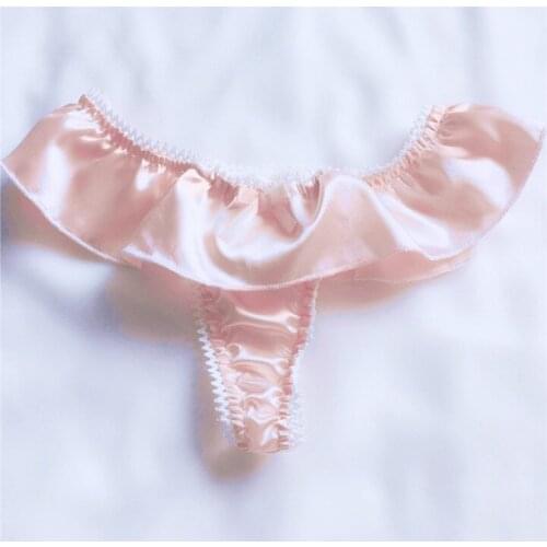 Silk Panties Womens Sexy Edge Briefs Comfortable Soft Thong T-Back Underpants Pure Color Elastic Seamless Underwear