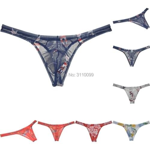 Mens Tempting Bikini Sheer Mesh Thong Bulge Pouch Tangas Dauntless Jockstrap Underwear