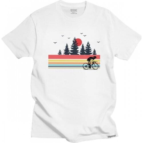 Streetwear Male Vintage Retro Bicycle Cycling Mountain Bike T Shirt Short Sleeves Cotton T-shirt MTB Biking Outdoor Cyclist Tee
