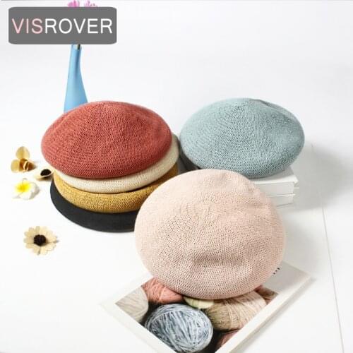 VISROVER 6 colorways summer solid color beret female cool cap best match spring summer hat solid Women Boina Gift Wholesale