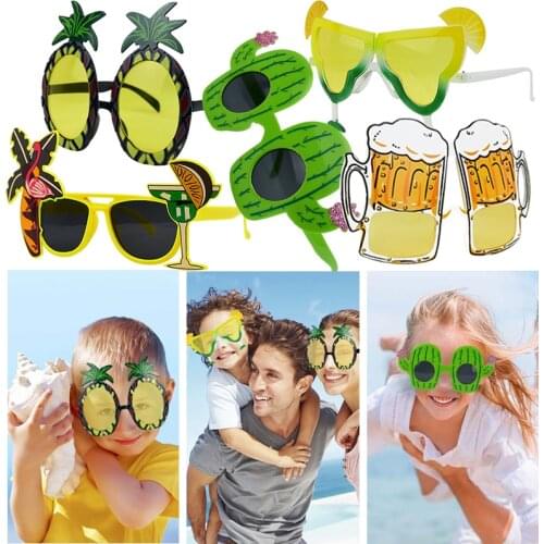 Funny Summer Sunglasses Beer Tropical Fruit Pineapple Glasses for Pool Party Luau Hawaiian Party Supply Summer Travel Sunglasses